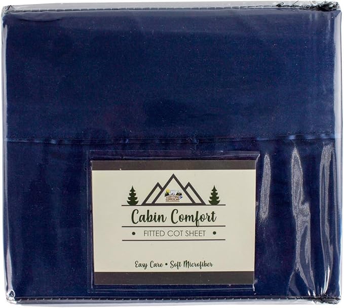 Everything Summer Camp Cabin Comfort - Cot Sheet for Camping and RV Cots - Fits All Cot Size Beds Comfortably -72 x 28 Inches - Super Soft (1 Piece Cot (Fitted), Navy)