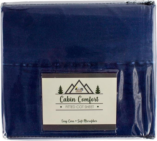 Everything Summer Camp Cabin Comfort - Cot Sheet for Camping and RV Cots - Fits All Cot Size Beds Comfortably -72 x 28 Inches - Super Soft (1 Piece Cot (Fitted), Navy)