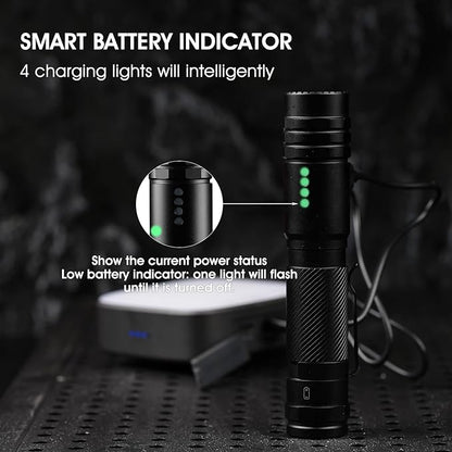 Flashlights High Lumens Rechargeable, Compact Flashlight for Camping, Home, Small Flashlights Powerful 5 Modes, Pocket LED Flashlight USB Rechargeable