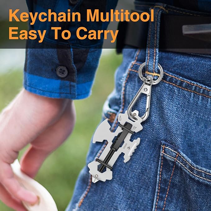 12 in 1 Keychain Multi-tool, Gifts for Men Boyfriend Dad, Father's Day Birthday Gifts, Mini EDC gadgets Tool Gear Bottle Opener for Camping Survival