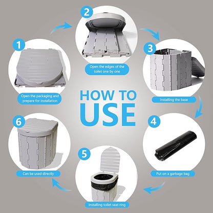 Portable Toilet for Adults，Extra Large Camping Toilets Portable with Lid, Folding Portable Toilet for Camping, Portable Potty for Adults with Trash Bag, Foldable Outdoor Toilet