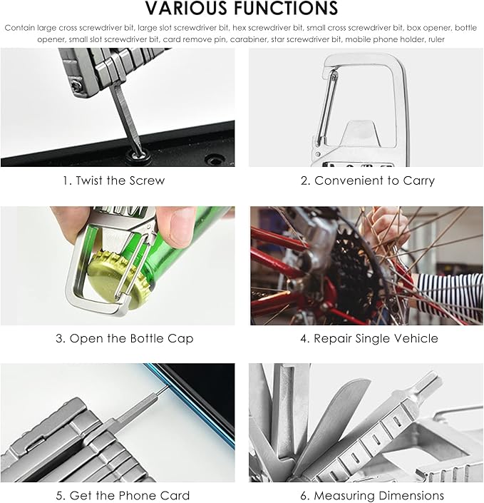 12 in 1 Keychain Multitool Screwdriver Bit Folding Multi Tool Bottle Opener Portable Pocket Tool for Outdoors Camping