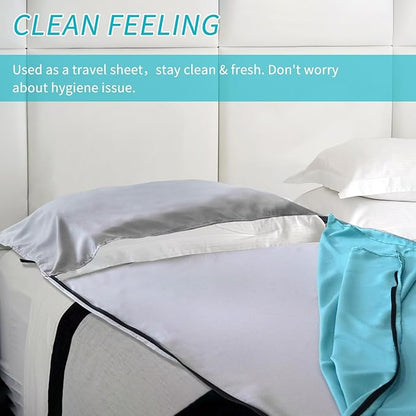 NewDoar Sleeping Bag Liner 215 * 85cm Portable Lightweight Travel Sheet with Pillow Slot Ultralight Soft Camping Sleeping Bag Liner Pongee Fabric for Camping Hiking Backpacking Hotels Hostels