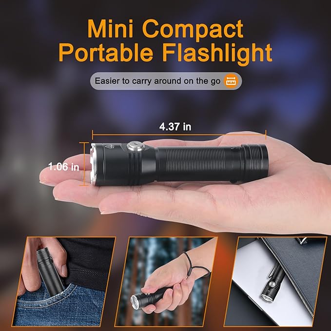 ULTRAFIRE SP67 LED Flashlight Rechargeable,2050 High Lumens Mini Flashlight with Holster,6 Modes,USB-C Waterproof Handheld Small Flash Light for Camping, Outdoor, Emergency