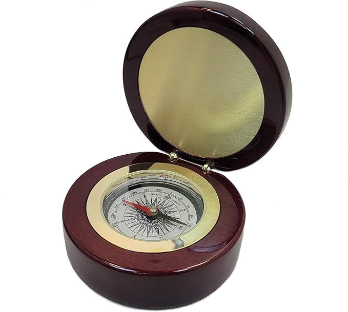 Engravable Executive Navigator Desk Compass in Luxurious Lacquered Piano Finish Case | Personalized Compass Gift Engraved with a Custom Message or Select from Pre-Engraved Plaques
