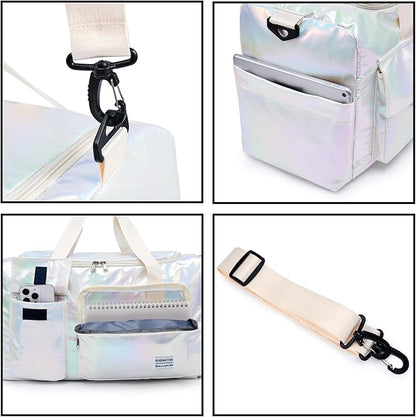 Small Gym Bag for Women, Travel Duffle Bag Carry On Weekender Bag with Shoe Compartment