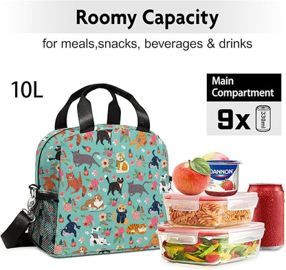 Lunch box Kids,Insulated Cat Lunch Bag Cute Small Lunch Totebag Reusable Leakproof Lunch Bag With Shoulder Strap for Girls Boys Women School Work Picnic