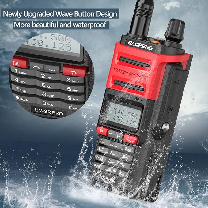 BAOFENG UV-9R PRO Dual Band Two-Way Radio Ham Radio Dustproof Waterproof IP67 Transceiver Walkie Talkie 8W Upgraded Version of UV-9R Plus with Type-C Charger Cable