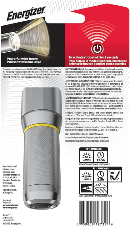 Energizer LED Tactical Metal Flashlight, Ultra Bright High Lumens, Durable Aircraft-Grade Metal Body, IPX4 Water-Resistant, 3 Modes