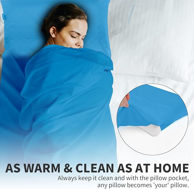 Sleeping Bag Liner Ultralight - Travel Sheets for Hotel, Portable & Comfortable & Quick-Drying Adult Sleep Sack for Camping, Business Trips, Traveling, Hostel