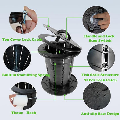 MEETSUN Portable Toilet for Camping,Camping Toilet Portable Hold Up 330Lbs. Adjustable Height Foldable Camp Toilet,Portable Potty for Emergency Situations,Traffic Jams,Camping,Boat.No Light Version.