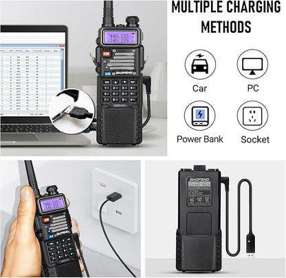 BAOFENG UV-5R Ham Radio 8W Dual Band 144-148＆420-450Mhz，3800mAh Rechargeable Handheld Two Way Radio with MIC (2Pack)