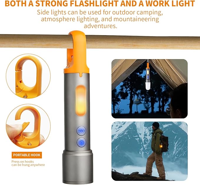 X723 LED Flashlights with 3000 High Lumens - Bright Zoomable Rechargeable Flashlights with 9 Modes for home, IPX6 Waterproof Small FlashLight for Emergencies, Camping, Hiking and Outdoor Use