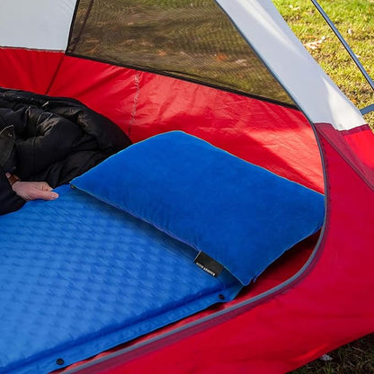 Gold Armour Camping Pillow - Backpacking and Travel Pillow for Sleeping and Traveling - Compressible Memory Foam Travel Pillow - Essential Camping Accessories Gear (Medium 14x18in, Blue)
