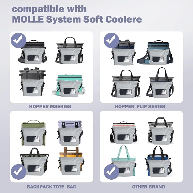 SOLY Molle Waterproof Dry Bag,Compatible with YETI Soft Coolers Backpacks,and Small Pouch Organizer Dry Pouch &Totes Cooler Dry Bags,with Shoulder Strap Fit for Famous Hopper Accessories