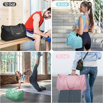 BALEINE Gym Bag for Women and Men, Duffel Bag for Sports, Gyms and Weekend Getaway, Waterproof Dufflebag with Shoe and Wet Clothes Compartments, Lightweight Carryon Gymbag (Red)