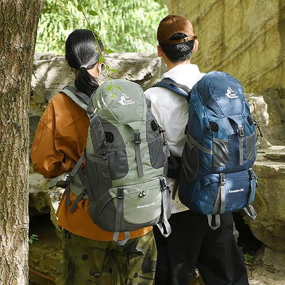 Bseash 50L Hiking Backpack, Water Resistant Lightweight Outdoor Sport Daypack Travel Bag for Camping Climbing Touring (Army Green - With Shoe Compartment)