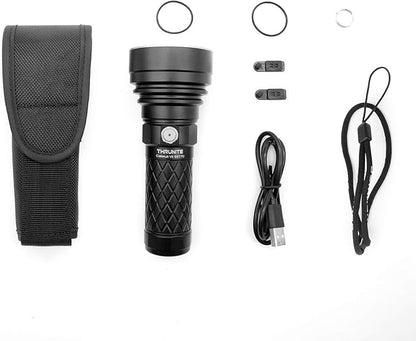 ThruNite Catapult V6 SST70 LED Rechargeable Flashlight, 756 Yard Throw, 2836 High Lumens Bright Searchlight, Long Beam Distance Flashlight for Hiking, Camping, and Hunting, Black, Cool White - CW