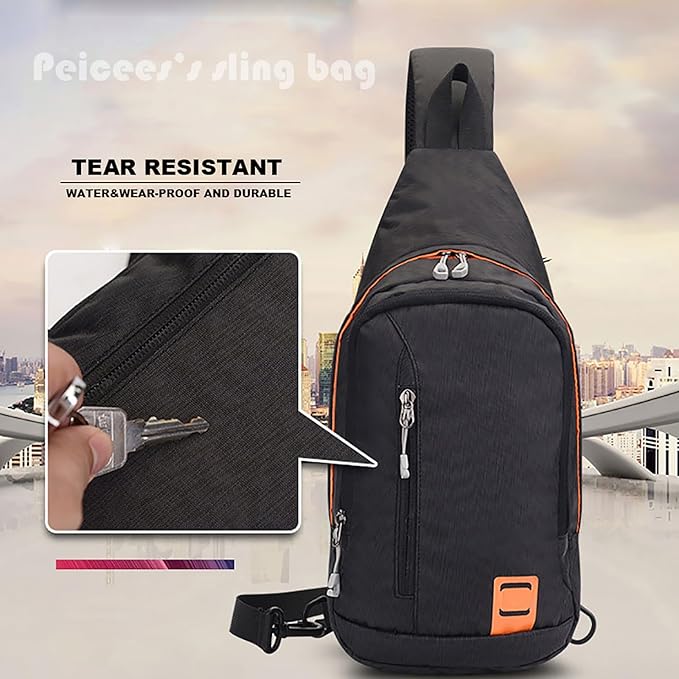 Peicees Small Sling Backpack Waterproof Unisex Shoulder Bag Chest Crossbody Daypack