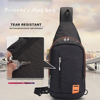 Peicees Small Sling Backpack Waterproof Unisex Shoulder Bag Chest Crossbody Daypack