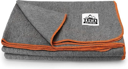 Large Military Wool Blanket by Teco Outdoor- Warm & Thick Emergency Survival Blanket Great for Camping, Outdoors, Sports Events- Washable First-Aid Fire Retardant Throw Blanket- 4.5 lbs, 64" x 88"
