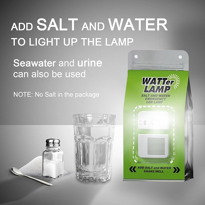 Emergency Light Salt Water Lamp, No Battery Required Portable Lantern for Hiking,Camping Essentials Survival Gear Outdoor Lamp for Power Outages Outdoor Activities Night Fishing Camping