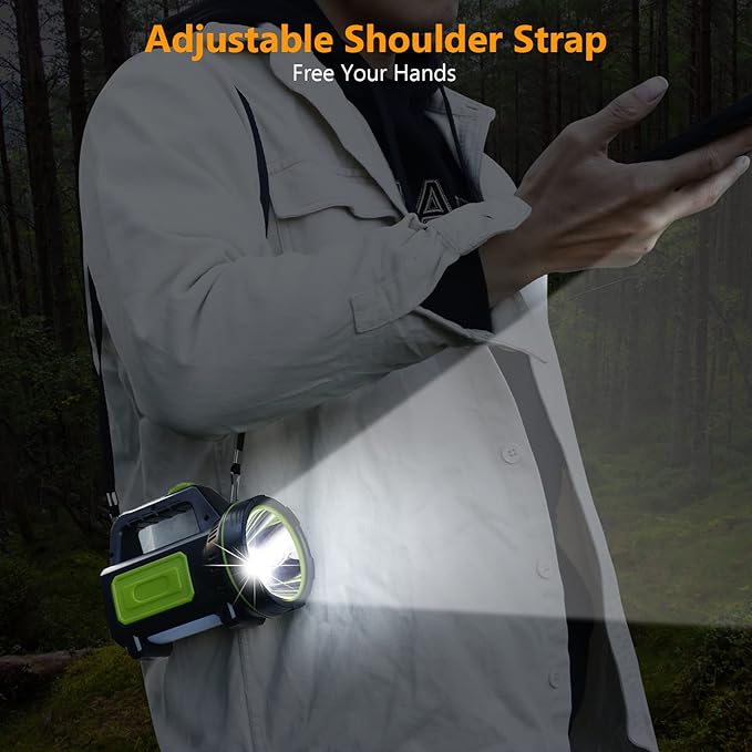 ONEVER Rechargeable Spotlights Handheld Flashlight LED Super Bright Rechargeable Flashlight, 2 Modes LED Searchlight 1200mAh Hand Flashlight Portable LED Lantern Outdoor Camping Emergency Flashlight