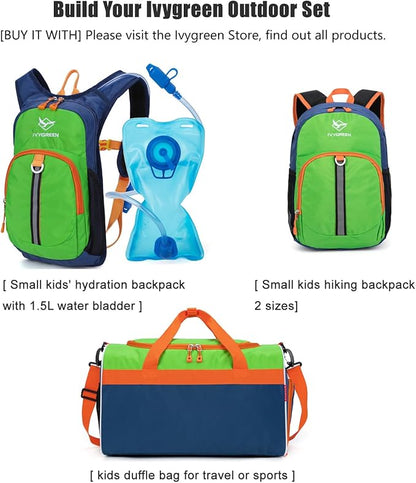 Little Kids Hiking Backpack for Boys or Girls, Small Daypack for Camping or Travel (Green)
