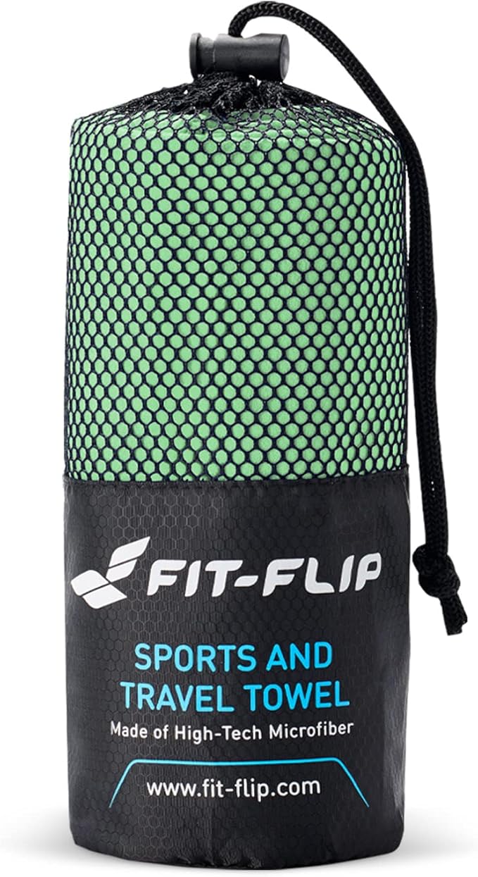 Fit-Flip Travel Towel - Compact & Ultra Soft Microfiber Camping Towel - Quick Dry Towel - Super Absorbent & Lightweight for Sports, Beach, Gym, Backpacking, Hiking and Yoga