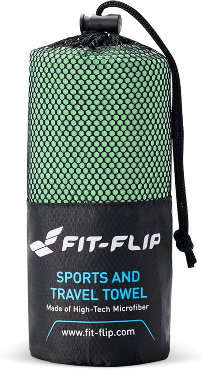 Fit-Flip Travel Towel - Compact & Ultra Soft Microfiber Camping Towel - Quick Dry Towel - Super Absorbent & Lightweight for Sports, Beach, Gym, Backpacking, Hiking and Yoga