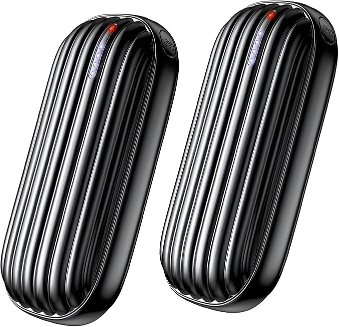 Hand Warmers Rechargeable - 14000mAh Rechargeable Hand Warmers 2 Pack, 15Hrs Warmth Heat Up to 131℉ with LED Light, USB Electric Heated Hand Warmers Reusable Power Bank for Golf, Raynauds, Camping
