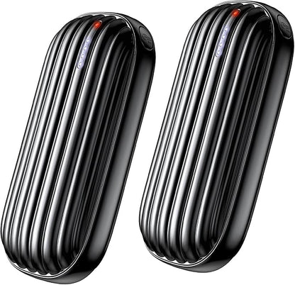 Hand Warmers Rechargeable - 14000mAh Rechargeable Hand Warmers 2 Pack, 15Hrs Warmth Heat Up to 131℉ with LED Light, USB Electric Heated Hand Warmers Reusable Power Bank for Golf, Raynauds, Camping