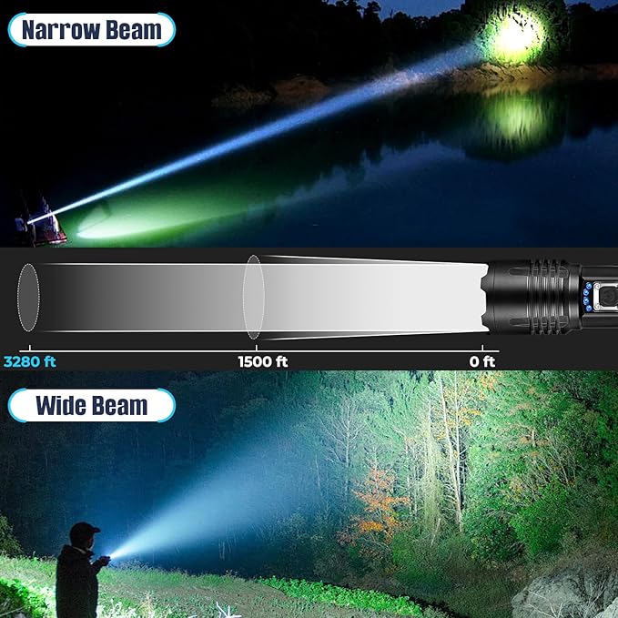 Rechargeable LED Flashlights High Lumens, 990,000 Lumens Super Bright Flashlights with 5 Modes, Waterproof Powerful Flash Light Multifunctional Flashlights for Home Camping(2 Pack)