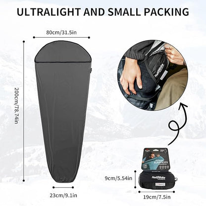 Naturehike High Elasticity Sleeping Bag Liner Lightweight Camping Travel Sheet - Portable Sleeping Sack for Camping, Travel, Hostels
