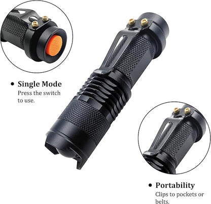 Single Mode LED Flashlight, Red Green Blue Flashlight - Mini Light Portable Zoomable Flashlight for Fishing Camping Hunting Emergency, 3 Pack