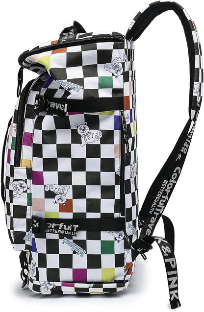 Gym Duffle Bag Backpack 4-Way Waterproof with Shoes Compartment for travel Sport Hiking laptop (Checkerboard) XL
