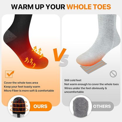 SNOW DEER Heated Socks for Men Women, 7.4V Rechargeable Battery Electric Socks, Heated Ski Socks for Hunting Fishing Camping Hiking Skiing Foot Warmer