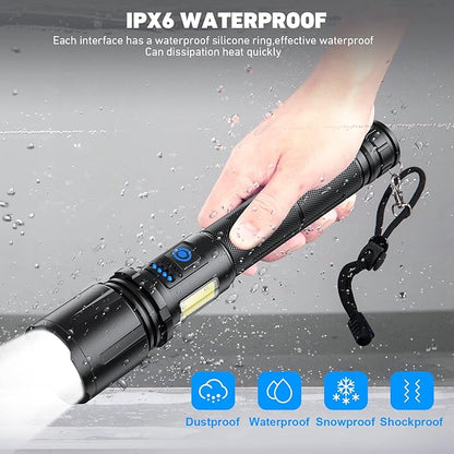 Cinlinso Flashlights High Lumens Rechargeable, 990,000 Lumens Super Bright Led Flashlight, 7 Modes with COB Light, IPX6 Waterproof, Handheld Powerful Flash Light for Hu∩ting, Camping, Emerge∩cies