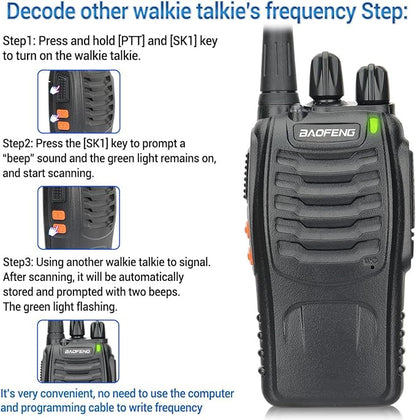 Baofeng Walkie Talkies Long Range Walkie Talkie for Adults with Earpiece Mic Rechargeable 2-Way Radios Copy Frequency Handheld Two-Way Radios Transceiver Walky Talky with USB Base Charger for Camping