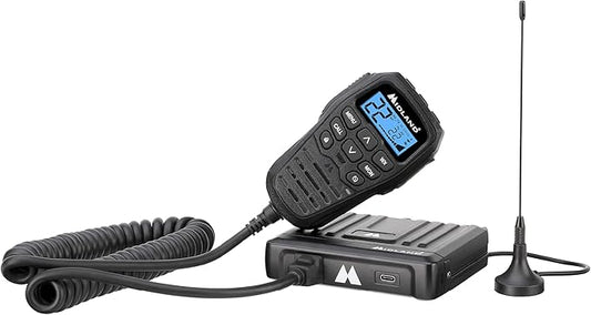Midland – MXT275 MicroMobile® GMRS Radio – 15 watts Two-Way Radio with Integrated Control Microphone – Overland Caravanning Tractors – Detachable External Magnetic Mount Antenna - 8 Repeater Channels