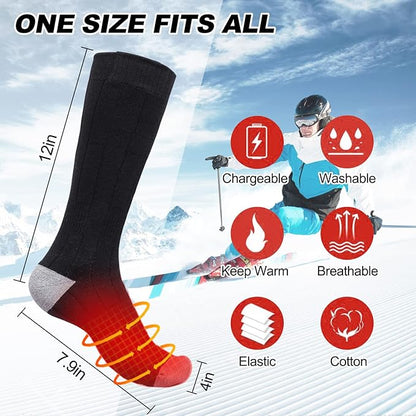 Electric Heated Socks, Upgraded Winter Rechargeable Washable Battery Heat Socks Men Women Thermal Warming Socks for Outdoor Hiking Camping Skiing Fishing Hunting Mountaineering
