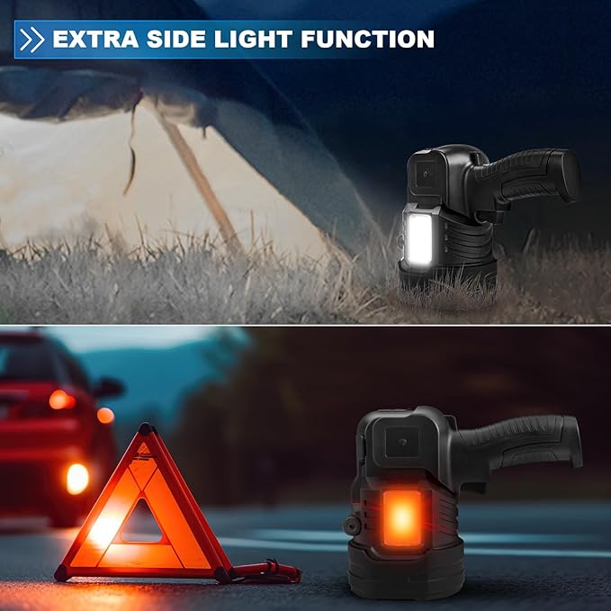 Rechargeable Spotlight Flashlight, 1,000,000 Lumens Super Bright Spotlight Outdoor with Cob Light & USB Output, Lightweight Handheld Led Spot Light for Hunting Boating Camping