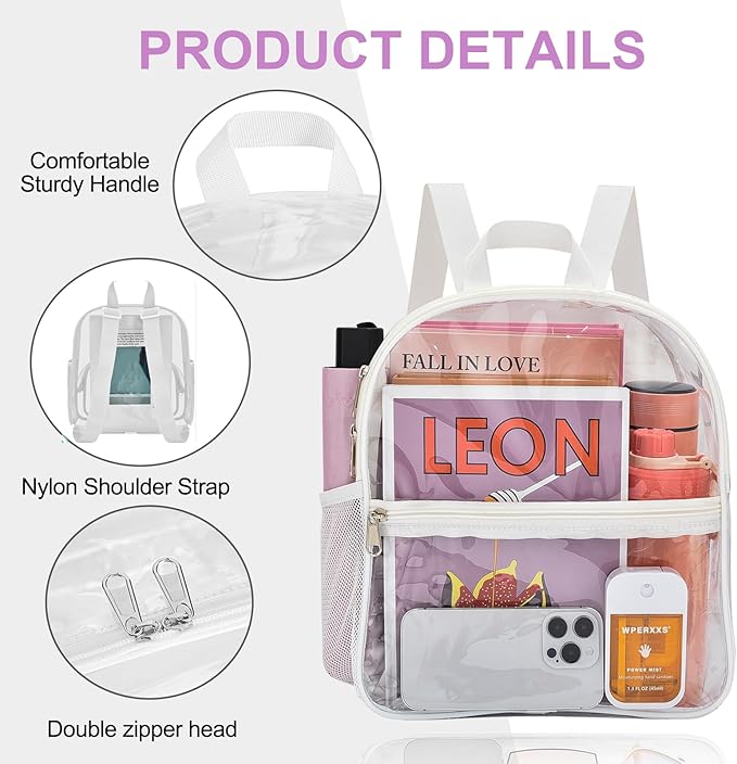 Oraben Clear Backpack for Stadium Events Stadium Backpack Waterproof 12x6x12 Clear Bag for Adult Concert Sport Work