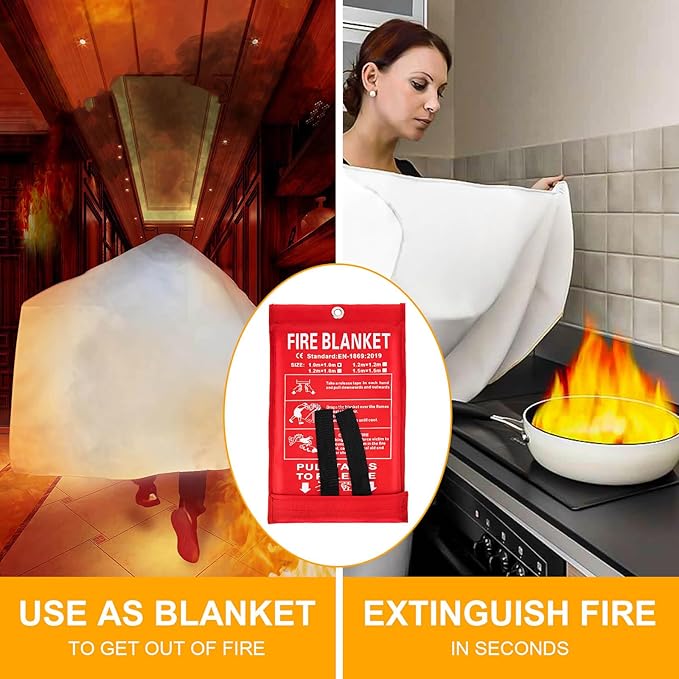 Fire Blankets Emergency for Home Kitchen Fiberglass Fire Extinguisher Blanket for School, Fireplace, Grill, Vehicle, Office, Warehouse