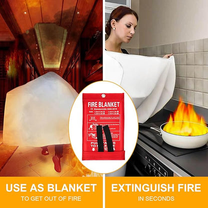 Fire Blankets Emergency for Home Kitchen Fiberglass Fire Extinguisher Blanket for School, Fireplace, Grill, Vehicle, Office, Warehouse