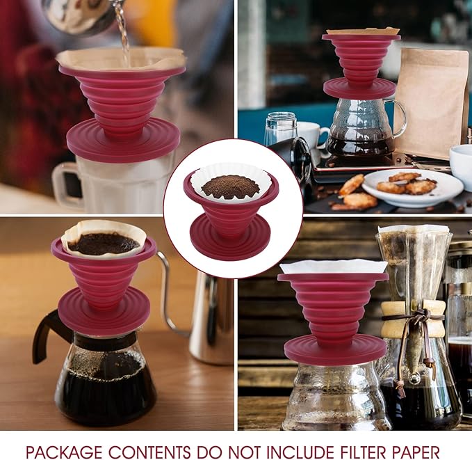 Prasacco Pour Over Coffee Maker Collapsible Pour Over Coffee Dripper Portable Camping Coffee Maker Reusable Silicone Pour Over Coffee Filter for Backpacking Camping Home Office