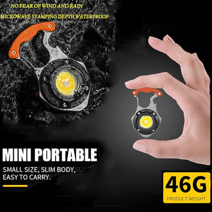COB Keychain Work Light with 3 Compressed Towels - Rechargeable Flashlights 1000 Lumens, Portable 6 Lighting Modes with Magnet Bracket Window-Breaker Screwdriver Tool for Driving Tour