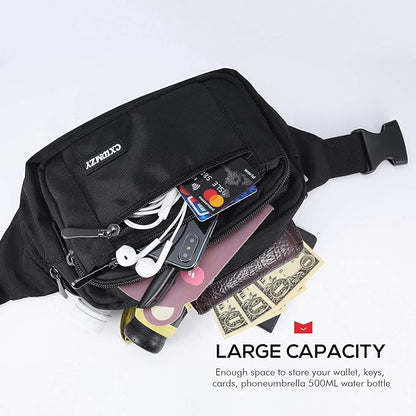 CXWMZY Fanny Packs For Women & Men Waist Pack Hip Bum Bag with Multi-Pockets Large Capacity Waterproof Casual Bum Bag for Disney Traveling Casual Cycling Running Hiking