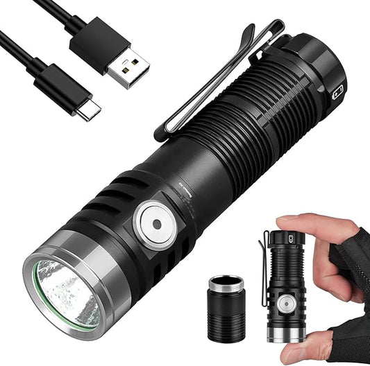 Super Bright Police Flashlights High 1800 Lumens,Tactical Flashlight Rechargeable with Magnetic Tailcap Switch,Pocket Flashlights High Lumens for Camping Sentinel-X0