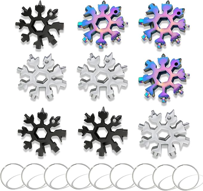 18-in-1 Snowflake Multi Tool Portable Stainless Steel Snowflake Bottle Opener/Flat Phillips Screwdriver Kit/Wrench Tools for Outdoor Camping Tool ,Christmas Gift